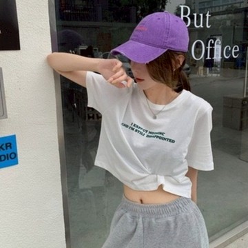 ZUCA”S - 百搭字母短版短袖棉T T恤 顯瘦上衣 女上衣 短袖t恤 短T 素T 女裝 寬鬆上衣 - F-86