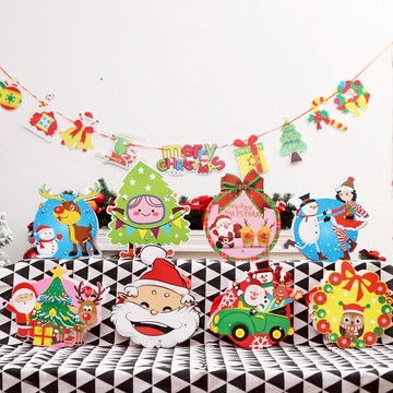 圣誕節創意彩卡紙可愛卡通圖案兒童手提袋平安夜蘋果袋糖果禮品袋