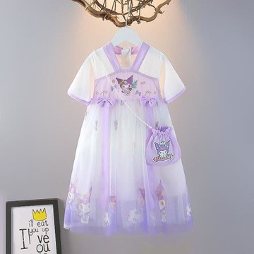 外貿童裝批發女童庫洛米公主裙兒童中國風漢服連衣裙復古兒童裝