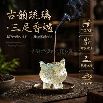 台灣出貨✨ 霧璃香爐 仿琉璃中式香座 禪意線香爐 室內茶桌擺件 沉香香薰爐 居家雅緻裝飾品 陶瓷托盤配套