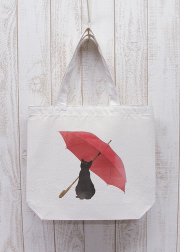 Rainy Black Cat Outing Tote 自然色 / R039-BT-NA