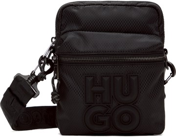 HUGO 黑色 Stacked Logo Reporter 斜挎包