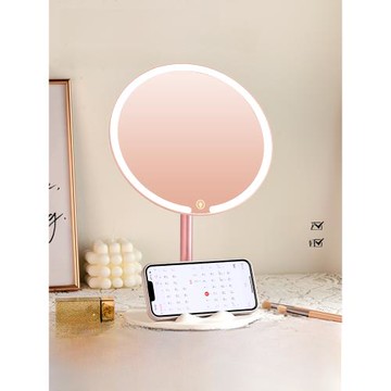 化妝鏡帶燈家用led鏡子學生宿舍辦公室臺式桌面梳妝鏡便攜超高清