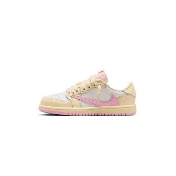 Travis Scott x Air Jordan 1 Low OG 聯名款 倒鉤 米白粉色 中童 IQ7605-100