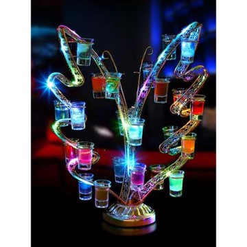 (免運)酒吧KTV發光杯架創意雞尾酒杯子彈杯一口杯架LED七彩展示酒座架子