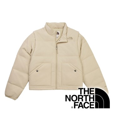 【THE NORTH FACE 美國】女可拆袖立領羽絨外套FP600『淺灰』NF0A8DUK 戶外 露營 登山 健行 休閒 時尚 旅遊 羽絨 外套