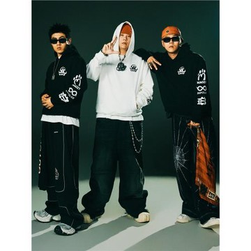 G-BLOCK「四炁合一」聯名 連帽衛衣 拉漿印花帽衫長袖上衣外套男