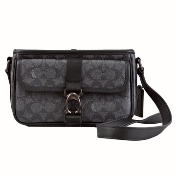 COACH CM337 BECK 經典LOGO塗層花紋休閒斜背包.黑灰