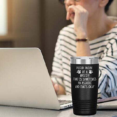 Funny Mastiff Tumbler Travel Mug Mom Dad Dog Lover Owner Cup Mama F-13V (20oz, Black)