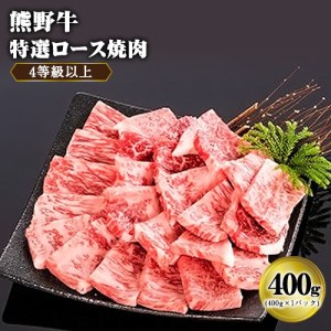 「熊野牛」特選ロース焼肉400g 4等級以上 株式会社松源《90日以内に順次出荷(土日祝除く)》和歌山県 紀の川市