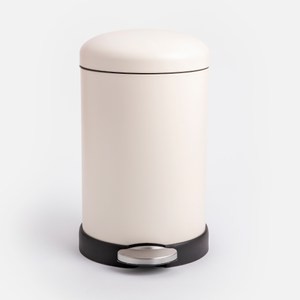 奧可利緩降踏式霧面金屬垃圾桶20L 圓形米白色