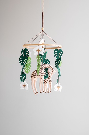 長頸鹿嬰兒床移動，叢林托兒所裝飾，非洲動物，野生動物園嬰兒移動