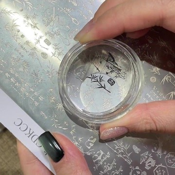 🎀台灣出貨🎀 美甲美人魚尾印花鋼板熊貓竹子海洋風氣泡紋轉印圖案透明矽膠印章