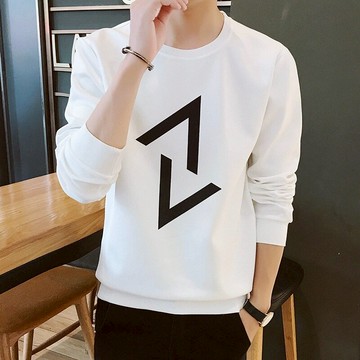 男士衛衣秋季新款寬松潮流圓領印花長袖T恤休閑百搭打底衫潮