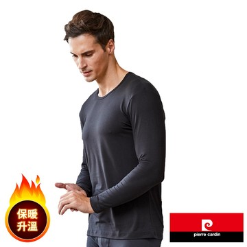 Pierre Cardin 皮爾卡登 細暖絨速熱保暖圓領長袖上衣 磨毛 速熱蓄暖 輕著感 保暖舒適  貼身彈性