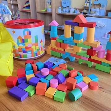 早教益智大塊玩具 木製正方體 三角形長方體積木 無味實木教具 方塊玩具