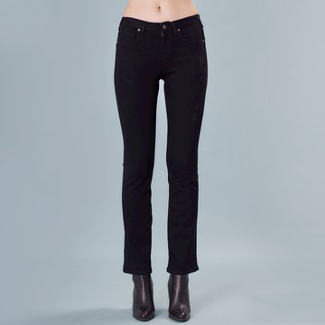 5th STREET｜-3KG系列｜女裝｜超彈磨破靴型褲｜黑色