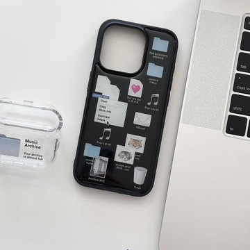 韓國小眾ins創意可愛桌面文件夾貓咪黑邊全包殼適用于iphone16/15pro/14promax/13/12/蘋果11手機殼保護套