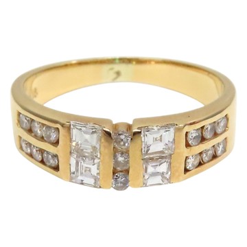 JEWELRY 無品牌珠寶 18K黃金 方鑽 戒指 【二手名牌BRAND OFF】