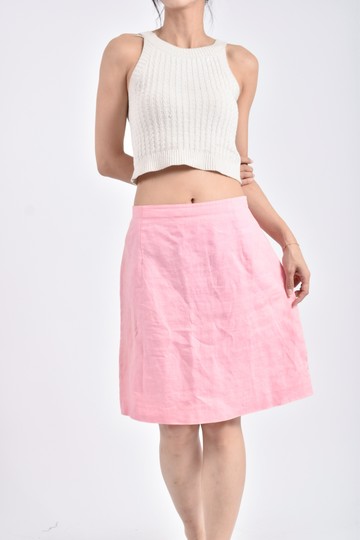 (S) o girl亞麻純麻A字粉色短裙