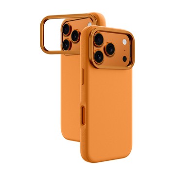 Mooke iPhone 18 Pro/17 Pro Nappa皮革支架保護殼-橘色