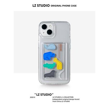 lz原創蘋果12手機殼15pro新款17卡包一體透明16適用iPhone14promax保護套13背帶卡套門禁可放照片ins小眾硬殼