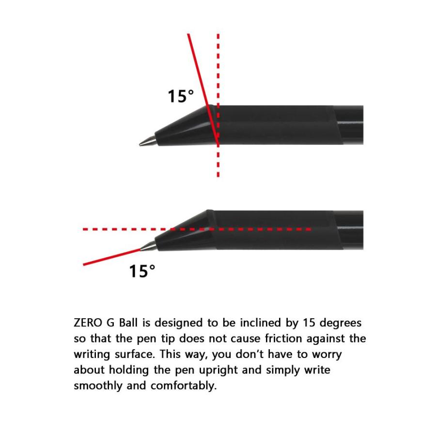 Zero G ball 標準ボールペンセット オフィス 仕事 学校用 0.5mm ブラックインクボールペン 格納式 にじみなし 滑らかな書き心地 右利