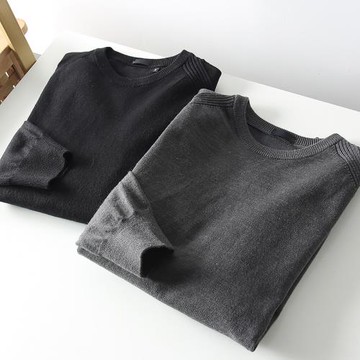 柜3400！羊毛+桑蠶絲+山羊絨！秋冬男士外貿簡約基礎圓領針織毛衣