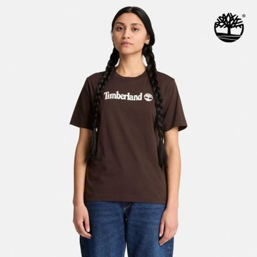Timberland官方旗艦 女款深棕色LOGO短袖T恤|0YHC9C35