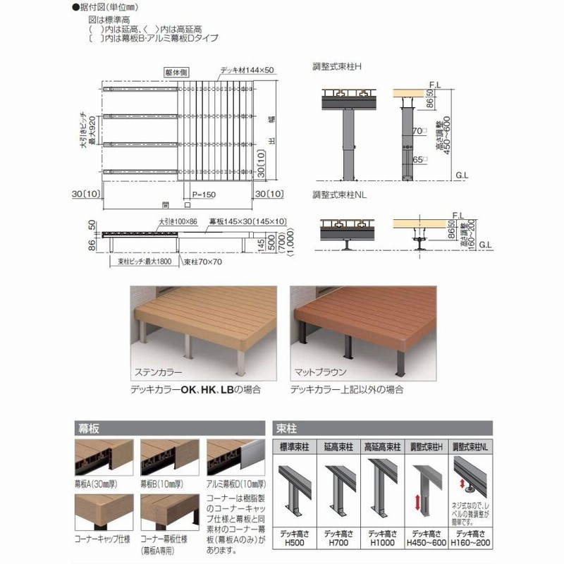 ウッドデッキ オプション 四国化成 ファンデッキHG ステップデッキ 2段