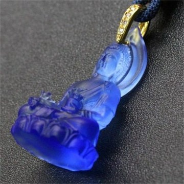 MoonDy 寶石藍 琉璃項鍊 保平安 消災延壽 玉石項鍊 消除惡業 佛像項鍊 南無藍藥師