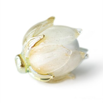 黃白漸層光感蓮花燈工玻璃珠 1 入