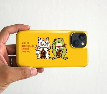 手機保護殼 招財貓青蛙 黃色