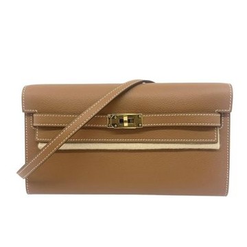 HERMES 愛馬仕 Kelly To Go Evercolor皮革 WOC長夾/斜背包 (37GOLD金棕/金扣/2025 W刻)
