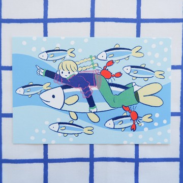 明信片 河流中的生物