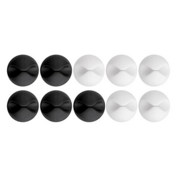TAMSAA 黏貼式圓形集線器 10入  1組  2.7 x 1.5cm  黑色 + 白色