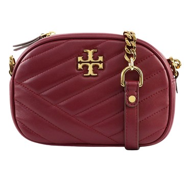 TORY BURCH - 質感羊皮斜背包 (酒紅)