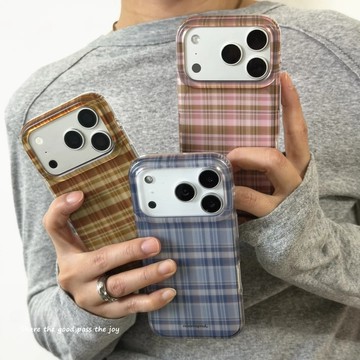 韓系復古學院格紋磨砂17適用防摔殼 iphone17promax手機殼16 15 14 13 保護套 蘋果保護殼 不撞款
