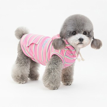 pettrip 條紋繡花連帽棉馬甲 秋冬款寵物服飾