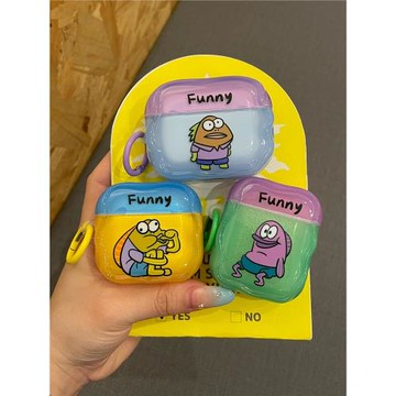 海綿寶寶比奇堡居民路人魚 適用Airpods1/2代耳機套蘋果無線藍牙3 · 比奇堡路人魚黃 蘋果AirPods1/2代