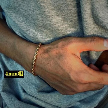 正宗嘻哈金色麻花鏈hiphop潮人鈦鋼細手鏈簡約個性男士不掉色手飾