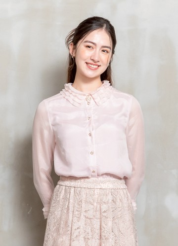 亮柔悠感層疊領亮澤襯衫