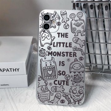 涂鴉怪獸適用于蘋果15promax手機殼新款iPhone14電鍍銀液態硅膠13mini個性12卡通xs/xr男女生7/8plus保護套6s