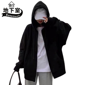 地下室B1-隔日到貨 風衣外套 情侶韓版休閒抽繩刷毛連帽衛衣大尺碼5XL夾克衛衣【NL683211】