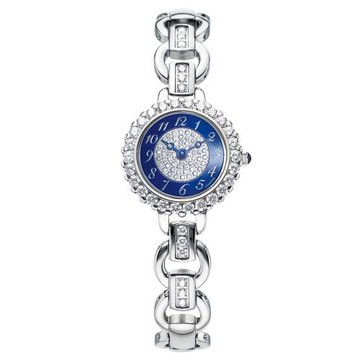 【Ogival 愛其華】復古鑲圓鏤空珠寶錶 (380-196DLW) 寶藍銀