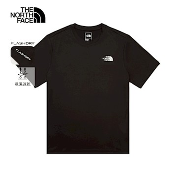 【The North Face 官方旗艦】北面男款黑色吸濕排汗短袖T恤｜8DG6JK3 排汗衫