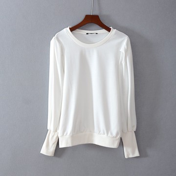 秋款女裝寬松套頭純色圓領衛衣長袖T恤上衣服顯瘦