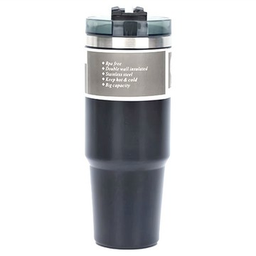 [福利商品]2-8_304不鏽鋼-雙飲車載冰霸杯-贈pp吸管-890ml-極致黑-1個