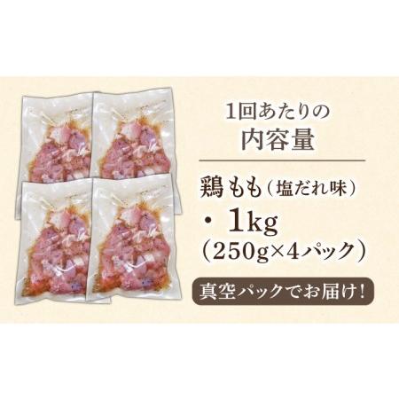 ふるさと納税 ひと口サイズ 鶏もも（塩だれ味） 約1kg（250g×4パック） 九州産 鶏肉 モモ肉 小分け 〈岩永ホルモン〉[EAX122] 長崎県長与町