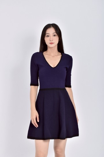 (S) club monaco質感五分袖藍色洋裝